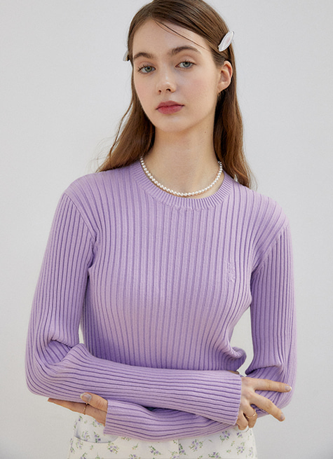 Logo basic long sleeve knit_Purple